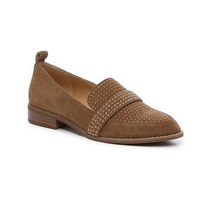 CROWN VINTAGE Lorina Loafers camel cow suede shoes women’s size 9M STUDDED GOLD